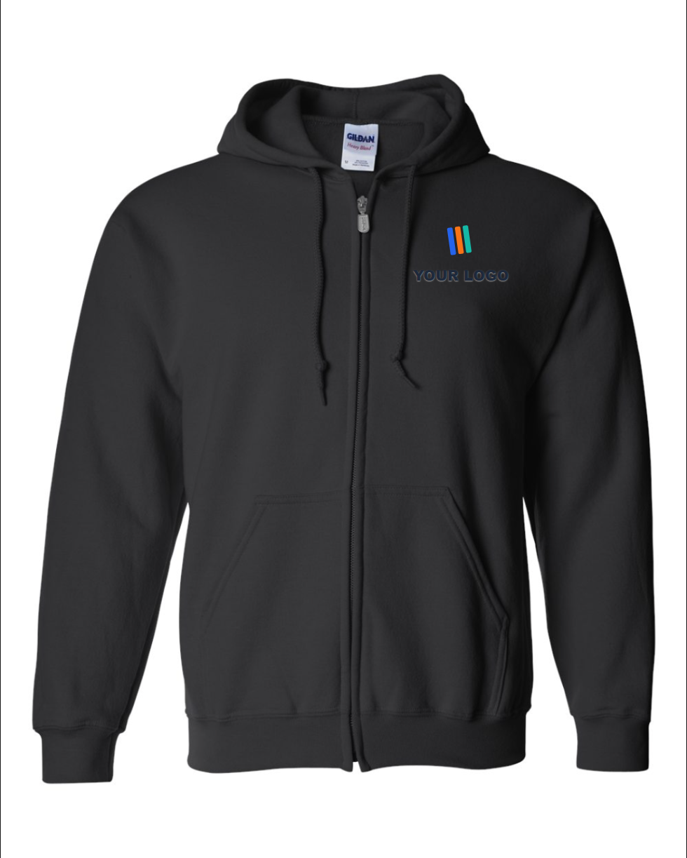 Heavy Blend Full-Zip Hooded Sweatshirt — Embroidered