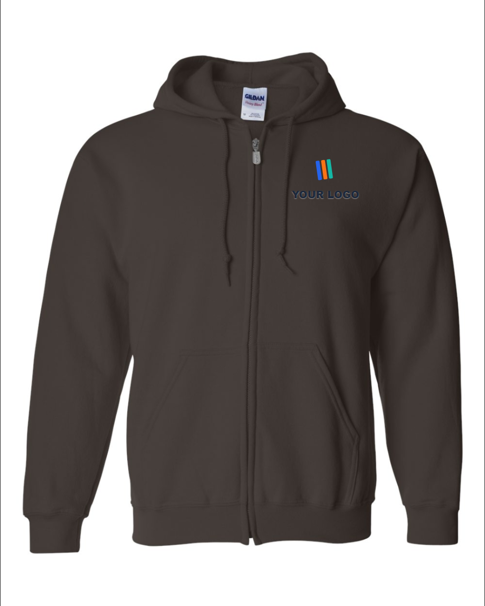 Heavy Blend Full-Zip Hooded Sweatshirt — Embroidered