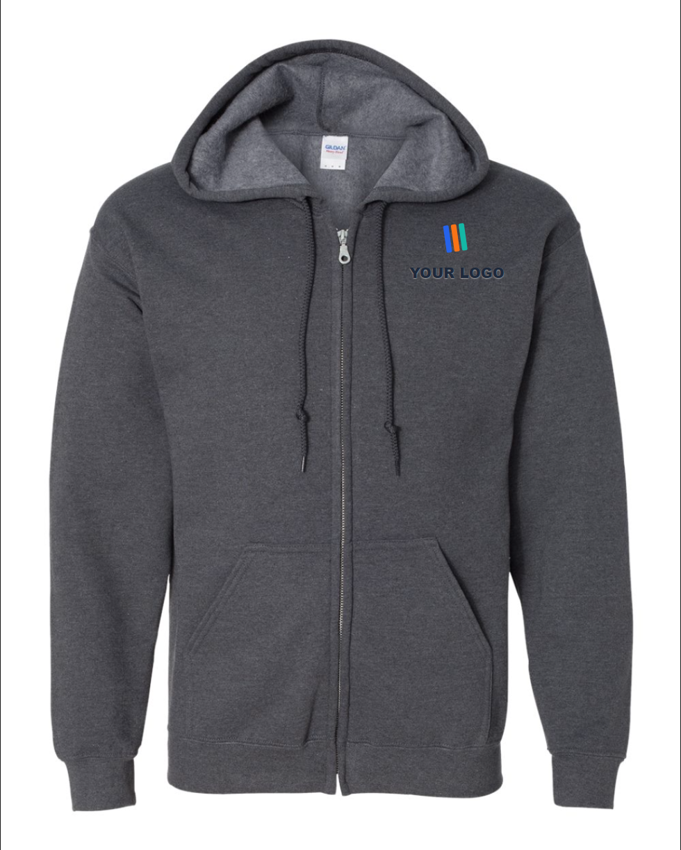 Heavy Blend Full-Zip Hooded Sweatshirt — Embroidered
