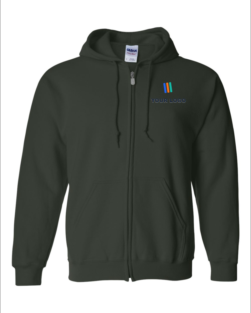 Heavy Blend Full-Zip Hooded Sweatshirt — Embroidered