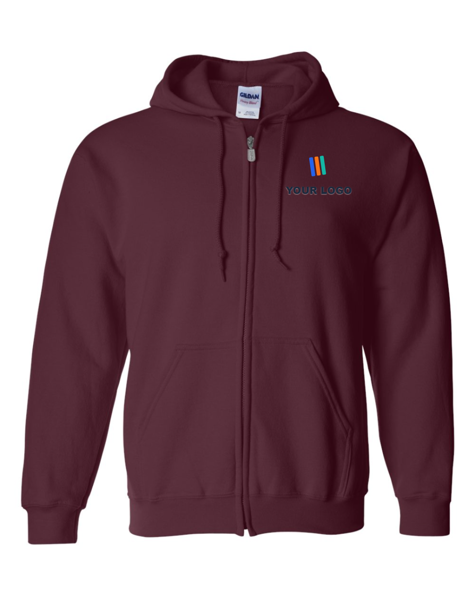 Heavy Blend Full-Zip Hooded Sweatshirt — Embroidered