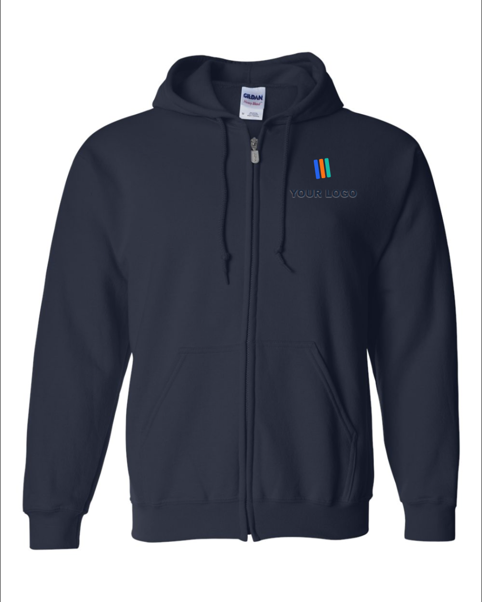 Heavy Blend Full-Zip Hooded Sweatshirt — Embroidered