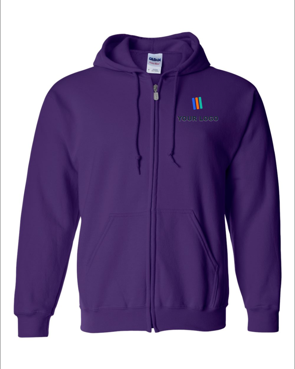 Heavy Blend Full-Zip Hooded Sweatshirt — Embroidered