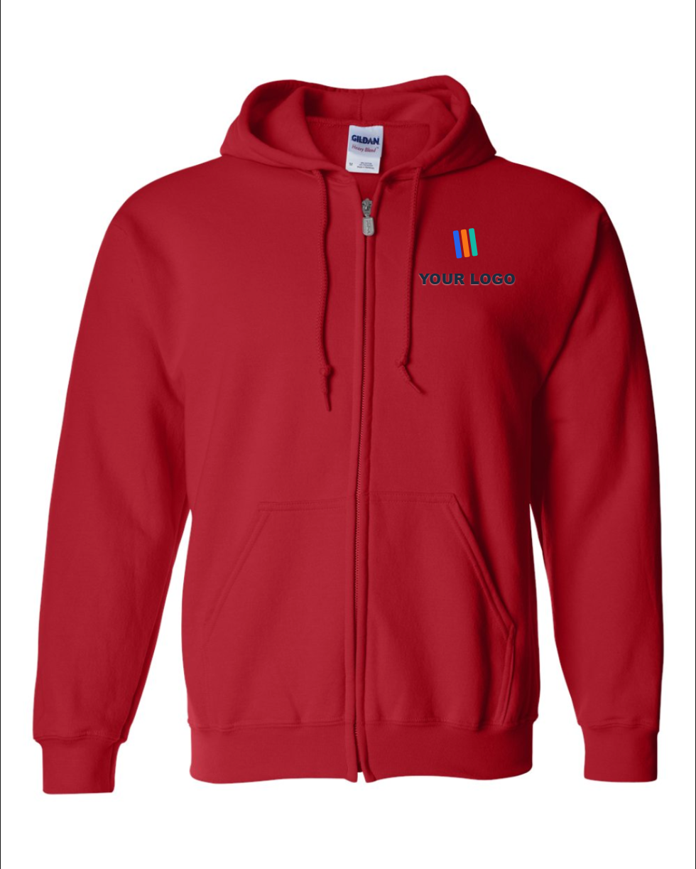 Heavy Blend Full-Zip Hooded Sweatshirt — Embroidered