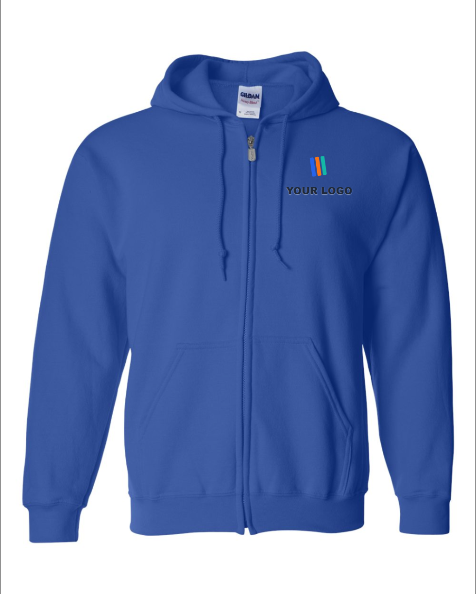 Heavy Blend Full-Zip Hooded Sweatshirt — Embroidered