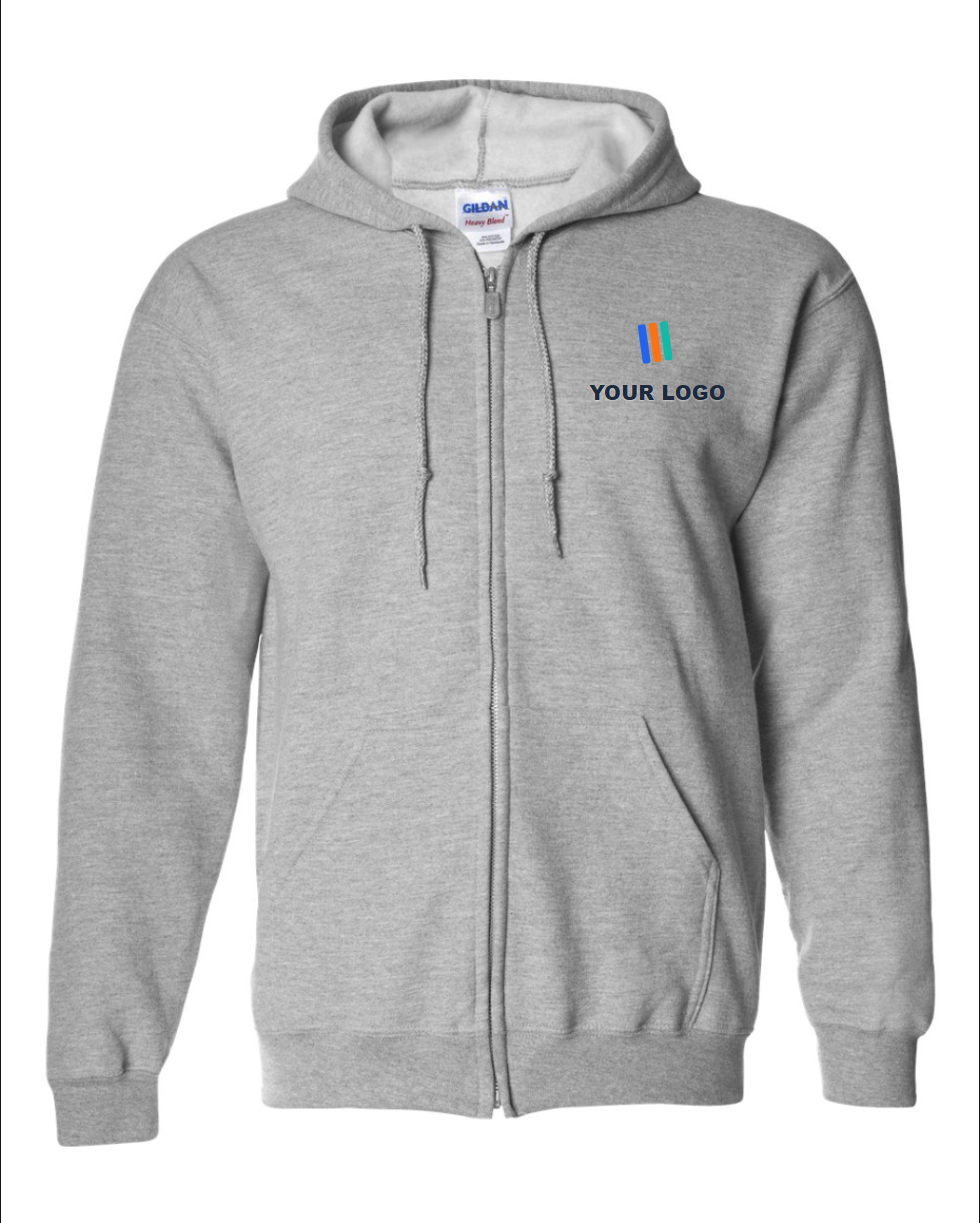 Heavy Blend Full-Zip Hooded Sweatshirt — Embroidered