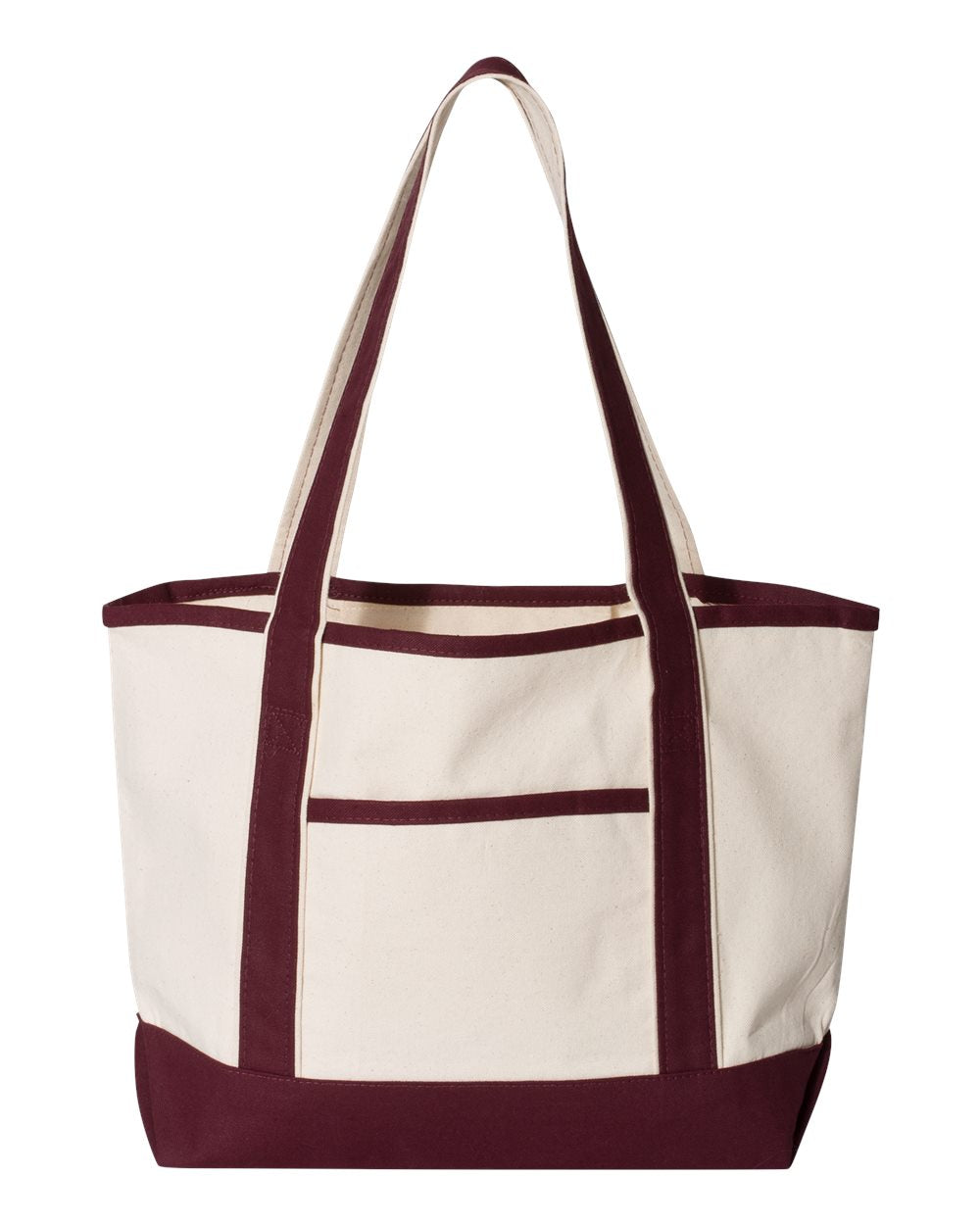 Q-Tees 20L Deluxe Tote Q1258 Natural/Maroon