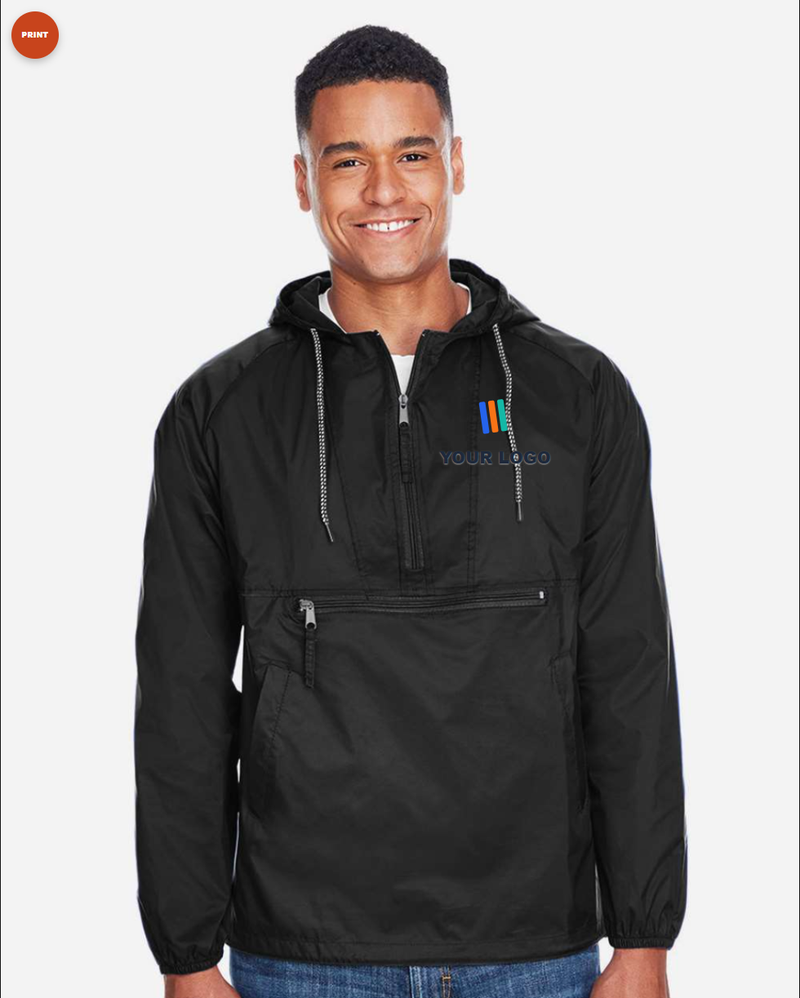 Men's Packable Hooded Nylon Jacket — Print (DTF)