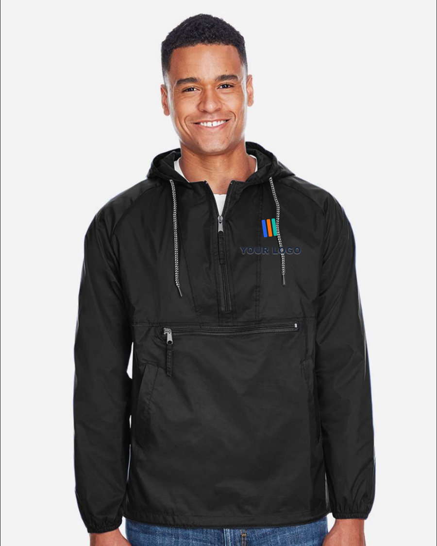 Men's Packable Hooded Nylon Jacket — Embroidered