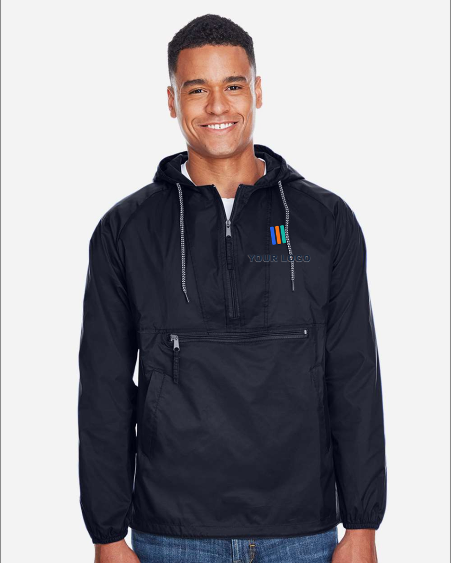 Men's Packable Hooded Nylon Jacket — Embroidered