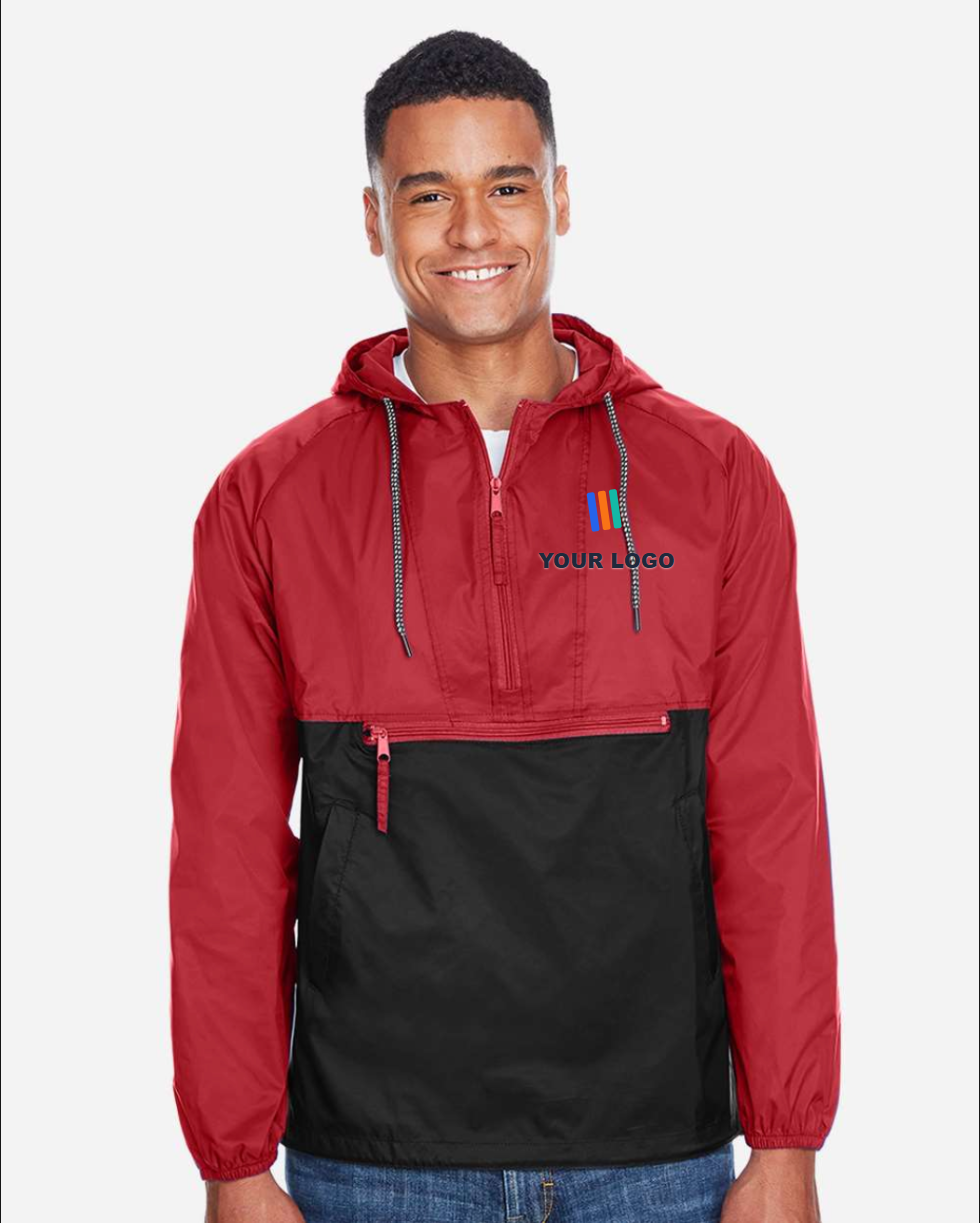 Men's Packable Hooded Nylon Jacket — Embroidered