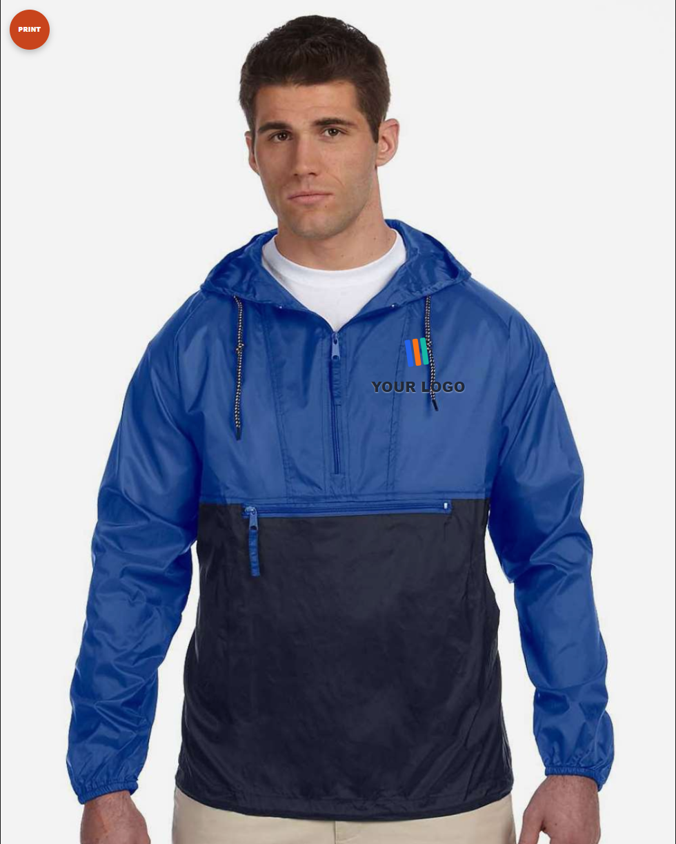 Men's Packable Hooded Nylon Jacket — Print (DTF)